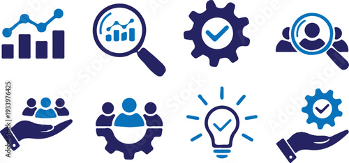 hand drawn date analytics bule icon set vector illustration design 