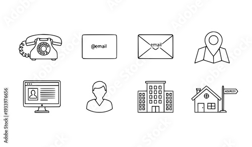 Minimal business card and contact information vector icon set