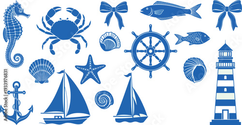 Nautical and Sea Life Vector Set