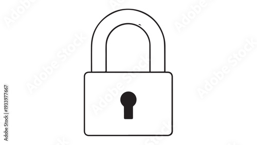 Minimal Line Drawing of a Padlock Symbolizing Security and Protection.