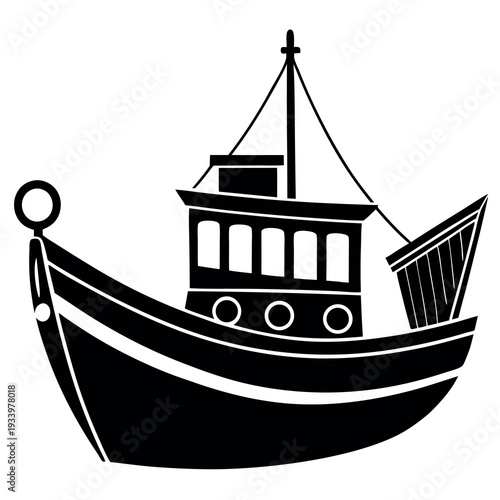 A fishing boat silhouette illustration 
