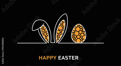 Easter celebration with bunny ears and eggs in a minimalist design