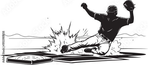 Baseball Player Sliding into Home Plate with Excitement and Skill