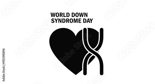 World Down Syndrome Day vector illustration with heart and DNA symbol graphic design representing awareness and support.