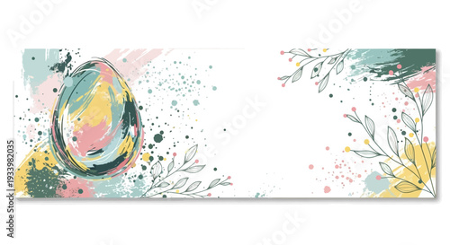 Vibrant floral elements and abstract shapes in a creative illustration with pastel hues and dynamic composition