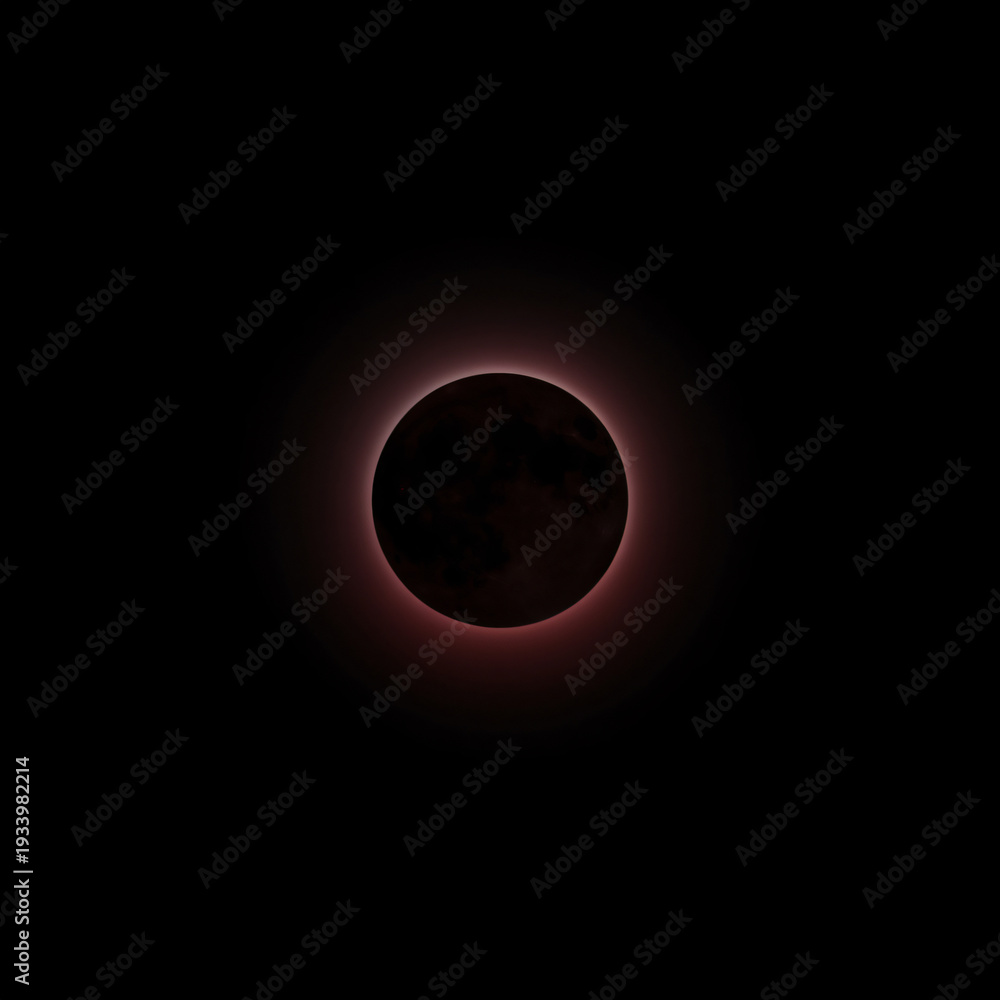Fototapeta premium Perfect Total Lunar Eclipse Suspended in Absolute Black Void with Razor Clean Composition