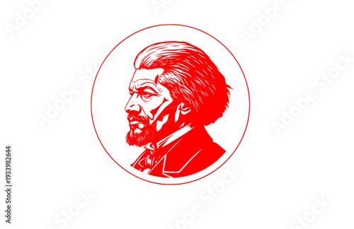 Frederick Douglass Abolitionist Profile Silhouette, Civil Rights History Vector Sticker, African American Leader Icon