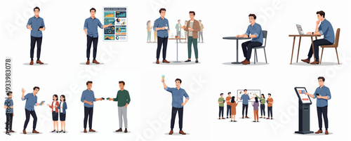 Detailed Flat Business People Illustration Set of Diverse Character Poses