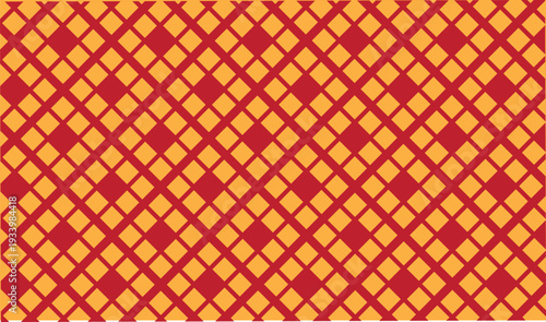 Bold red and warm yellow geometric pattern background with repeating diamond shapes for abstract art and dynamic visual textures
