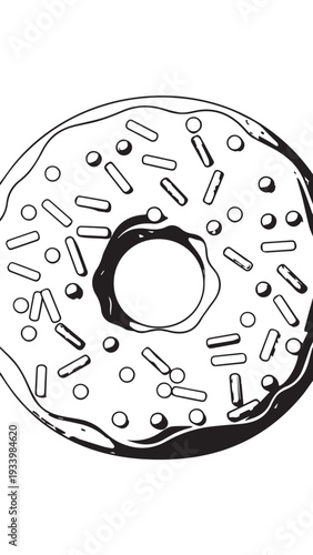 Delicious sprinkled donut with a sugary glaze and a perfect round hole.