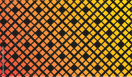 Gradient background from red to yellow with repeating diamond pattern creating modern abstract visual effects and vibrant textures
