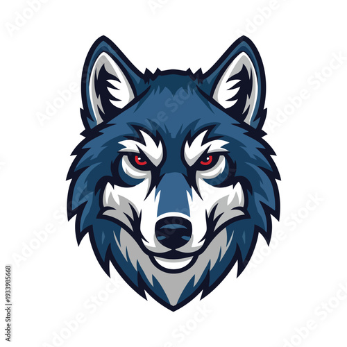 Blue wolf head mascot logo for sports and gaming teams.