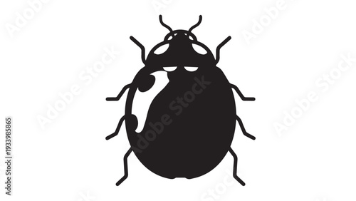 Dark silhouette of a beetle insect with multiple legs and antennae, shown as a solid black form.