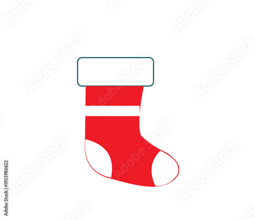 A red christmas stocking with white cuff and toe