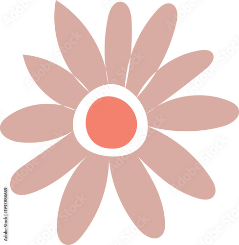 Pink flower icon with red center