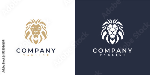 Lion head logo company tagline business branding