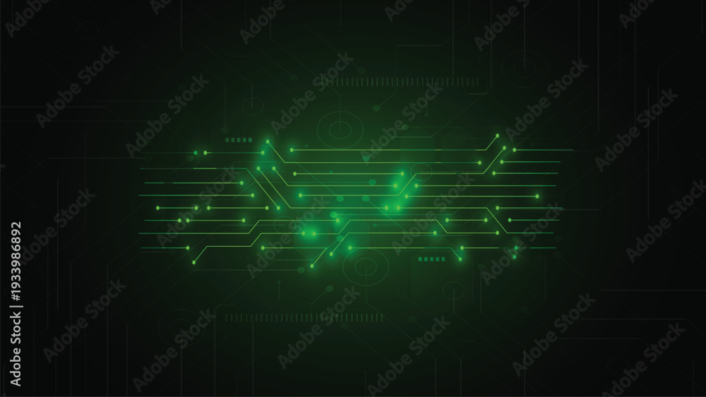 Fototapeta premium Futuristic cyberpunk style green grid background with geometric web patterns and glowing light