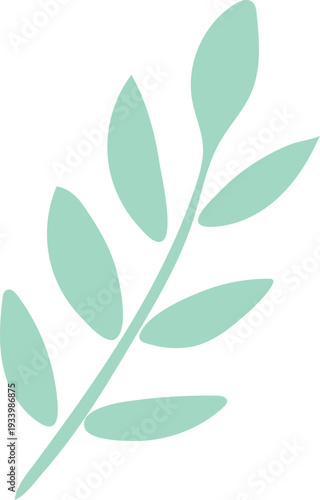 Mint green leaf branch with simple design