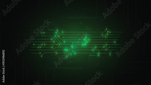 Futuristic cyberpunk style green grid background with geometric web patterns and glowing light