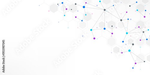 Molecular structure and genetic engineering, molecules DNA, neural network, scientific research. Abstract background for innovation technology, science, healthcare, and medicine