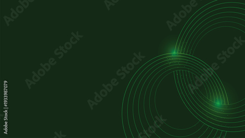 Abstract green digital and wave interference background
with glowing light particles