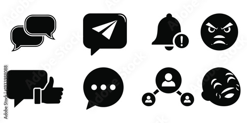 Collection of social media and notification icons