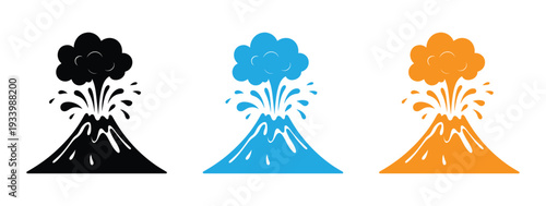 Dramatic volcanic eruption depicted in a striking black silhouette