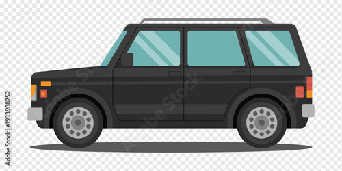 Modern Black SUV Driving on Open Road Isolated on Transparent Background Luxury Transport Concept