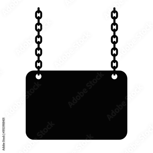 Hanging black signboard with chains
