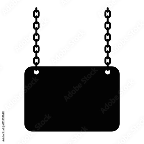 Hanging black signboard with chains