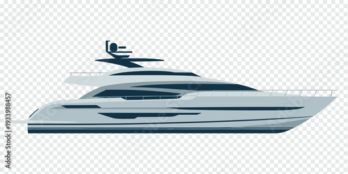 Luxury Yacht with Sleek Modern Design Isolated on Transparent Background Premium Marine Concept