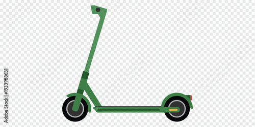 Modern Green Electric Scooter Isolated on Transparent Background Urban Mobility Concept
