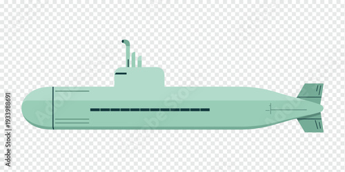 Modern Submarine with Sleek Design Isolated on Transparent Background Naval Technology Concept