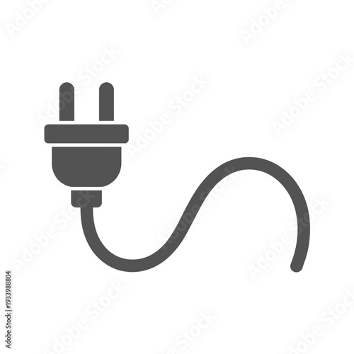 Electric plug icon with cord