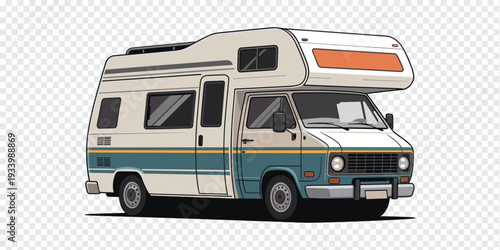 Vibrant Camper Van Isolated on Transparent Background Adventure Travel Concept