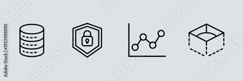 AI data sandbox outline icon sheet – Ideal for cyber security, data privacy, or software development.