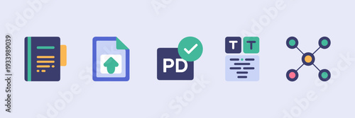 AI research and digital notebook icons – Perfect for educational tech, academic tools, or knowledge management.