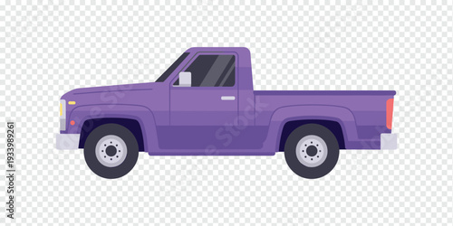 Vibrant Purple Pickup Truck Isolated on Transparent Background Utility Vehicle Concept