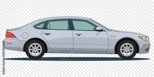 Modern Silver Car Isolated on Transparent Background Automotive Design Concept