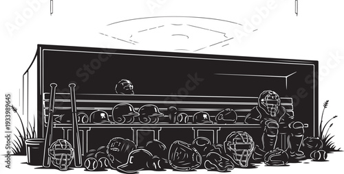 Black and white illustration of a spooky pumpkin patch scene