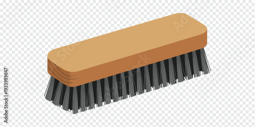 Modern Wire Brush with Wooden Handle Isolated on Transparent Background Cleaning Tool Concept