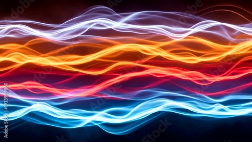 Vibrant Neon Waves in Motion Display.