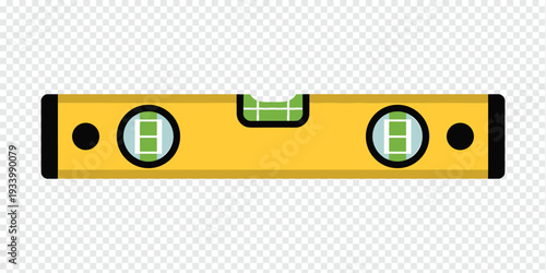 Vibrant Yellow Spirit Level Isolated on Transparent Background Precision Measurement Concept