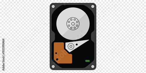 Modern Hard Disk Drive Illustration Isolated on Transparent Background Data Storage Concept
