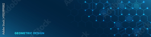 Abstract technology background and design element with hexagons pattern and geometric shapes