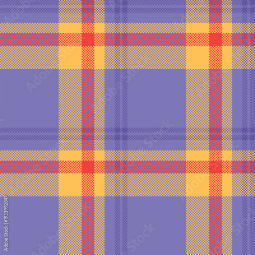 Quilted texture pattern background, coloured vector seamless tartan. Fashionable textile check plaid fabric in indigo and amber colors.