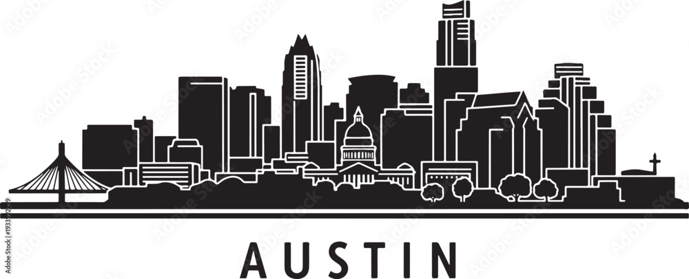Fototapeta premium Stylized Austin Texas city skyline illustration