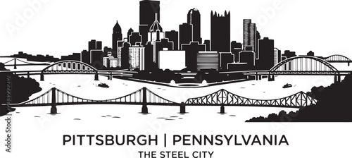 Pittsburgh Pennsylvania cityscape with iconic bridges and skyline