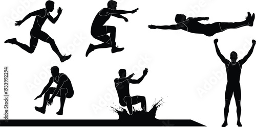 Collection of Diverse Silhouettes: Singers, Acrobats, Magicians, and Dancers, Vector Illustrations for Music, Circus, and Fitness Themes