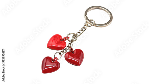 Canvastavla Three red heart keychain with silver ring, a common accessory that shows affecti